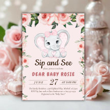 Cutie Elephant Rosa Blommigt Sip och se