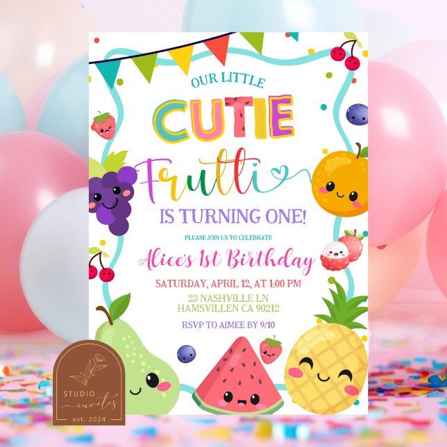 Cutie Frutti födelsedagsinbjudan Inbjudningar (Skapare uppladdad)
