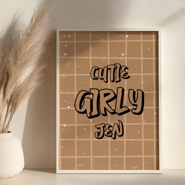 Cutie Girly Brown Gingham Wall Art Poster (Skapare uppladdad)