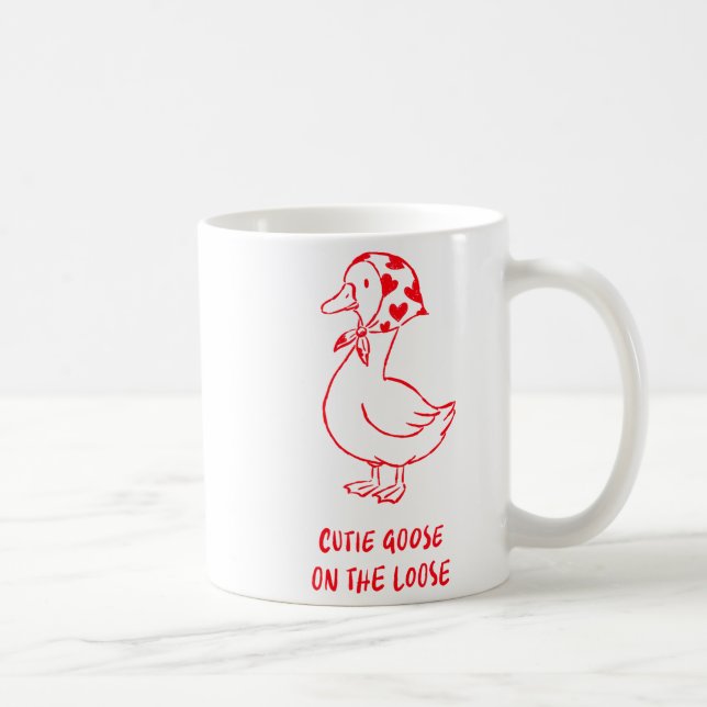 Cutie Goose Valentine Hearts Bandana Cute Barnyard Kaffemugg (Höger)