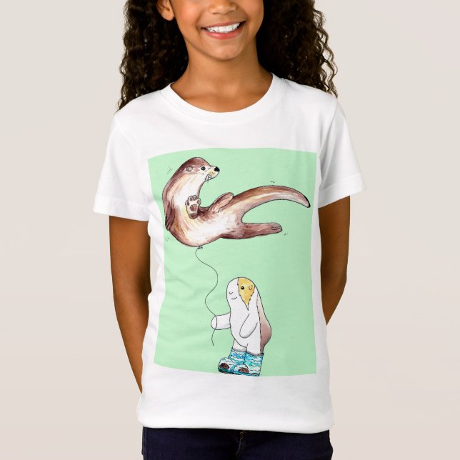 Cutie Guinea Gris och hennes Otter Balloon T Shirt (Framsida)