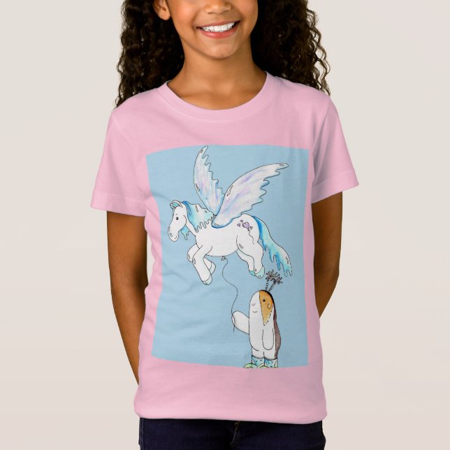 Cutie Guinea Gris och hennes Pegasus Balloon T Shirt (Framsida)
