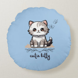Cutie Kattunge Round Pillow Rund Kudde