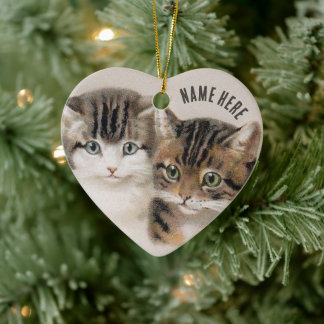 Cutie Kitten Ansikte ・ Art by H. Maguire ・ Ornamen Julgransprydnad Keramik