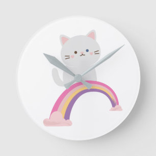 Cutie Kitten Cat Rund Klocka