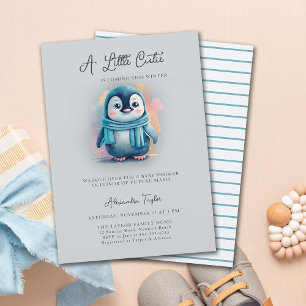 Cutie kommer med den här vintern Penguin Boy Showe Inbjudningar