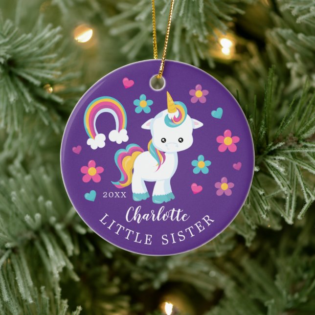 Cutie Little Sister Unicorn jul Ornament (Träd)