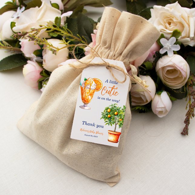 Cutie Orange Citrus Summer Ice Cream Baby Shower Presentetikett (Skapare uppladdad)