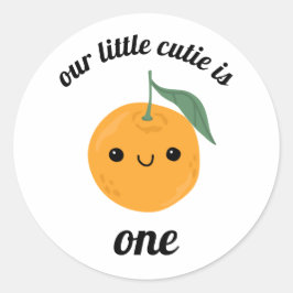 Cutie Orange Clementine Kawaii Ansikte Tangerine Runt Klistermärke