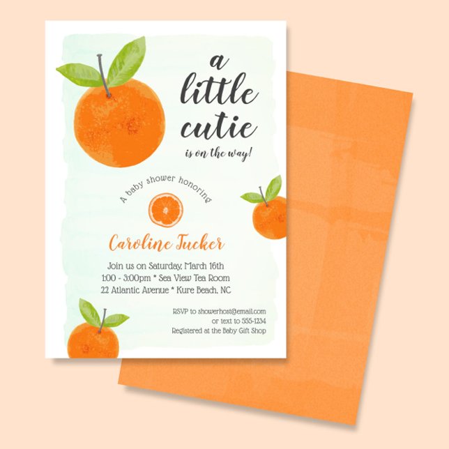 Cutie Orange Clementine Watercolor Baby Shower Inbjudningar (Skapare uppladdad)