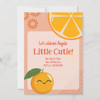 Cutie Orange Smile Baby Shower-inbjudan Inbjudningar