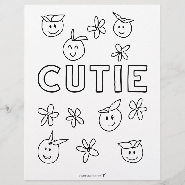 Cutie Oranges budgetfärgningssida Reklamblad (Framsidan)