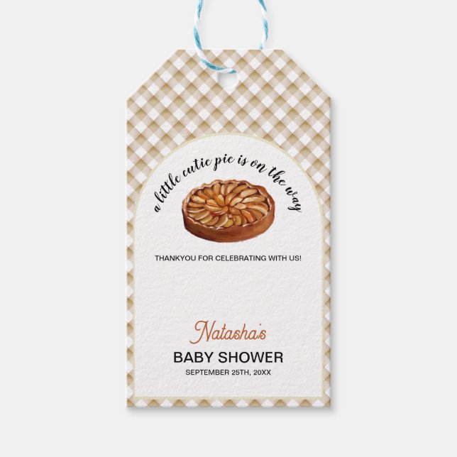 Cutie Paj Apple Paj Thanksgiving Baby Shower Presentetikett (Framsidan)