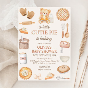 Cutie Paj Baking Nalle Fall Baby Shower Inbjudningar