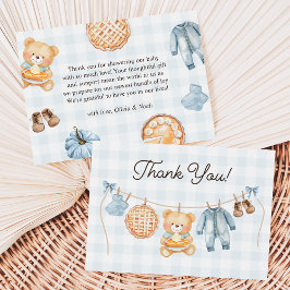 Cutie Paj Blue Fall Nalle Boy Shower Tack Kort