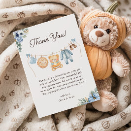 Cutie Paj Blue Fall Nalle Boy Shower Tack Kort