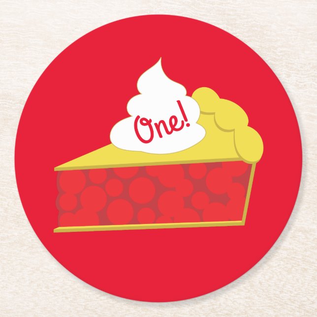 Cutie Paj Cherry Barn Födelsedagsfest Underlägg Papper Rund (Framsidan)