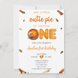 Cutie Paj Fall Rustic Orange Gingham 1st Birthday Inbjudningar
