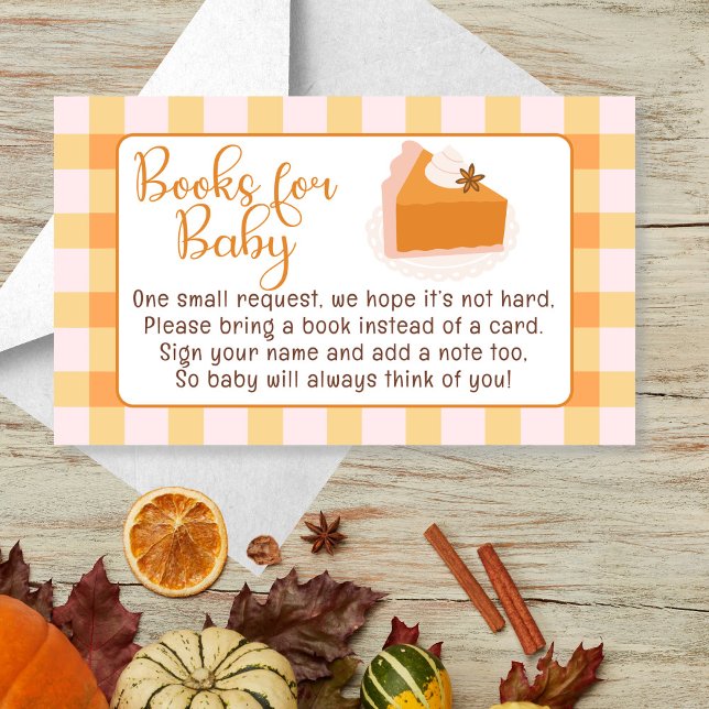 Cutie Paj Gingham Fall Baby Shower Bokar för Baby Tilläggskort (Cutie Pie Gingham Fall Baby Shower Books for Baby Enclosure Card)