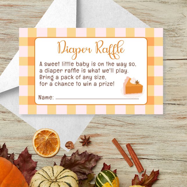Cutie Paj Gingham Fall Baby Shower Diaper Raffle Tilläggskort (Cutie Pie Gingham Fall Baby Shower Diaper Raffle Enclosure Card)