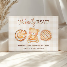 Cutie Paj Gingham Nalle Fall Baby Shower OSA Kort