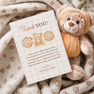 Cutie Paj Gingham Nalle Fall Baby Shower Tack Kort