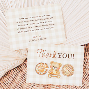 Cutie Paj Gingham Nalle Fall Baby Shower Tack Kort