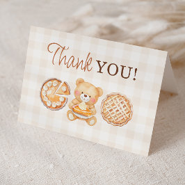 Cutie Paj Gingham Nalle Fall Baby Shower Tack Kort