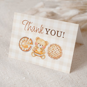 Cutie Paj Gingham Nalle Fall Baby Shower Tack Kort
