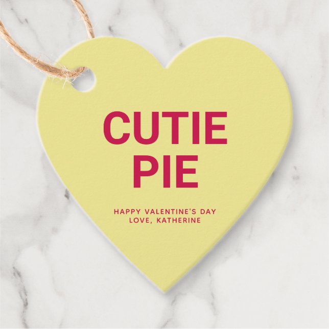 Cutie paj gult  roligt Valentindagen Gåvor Etiketter (Framsida)