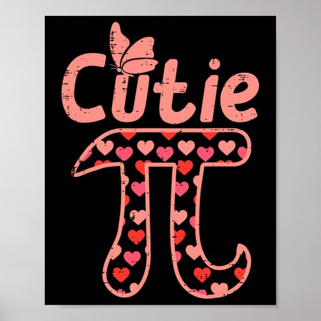 Cutie Paj Hearts Cute Pi Day Symbol Math Pun Geek Poster (Framsidan)