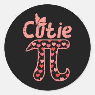 Cutie Paj Hearts Cute Pi Day Symbol Math Pun Geek Runt Klistermärke
