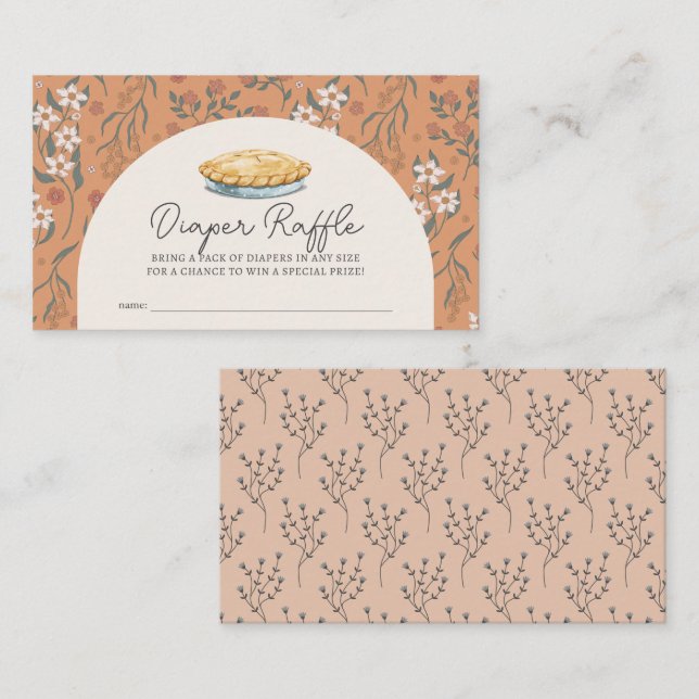 Cutie Paj Orange Blommigt Baby Diaper Raffle Bilje Tilläggskort (Fram/baksida)