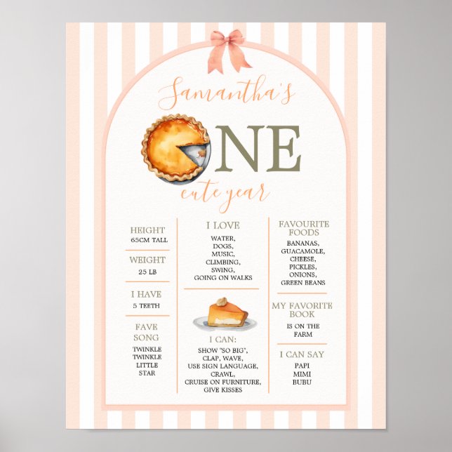 Cutie Paj Orange Gingham 1:a årsfack Poster (Framsidan)
