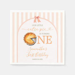Cutie Paj Orange Gingham 1st Birthday Pappersservett