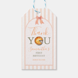 Cutie Paj Orange Gingham 1st Birthday Tack Presentetikett