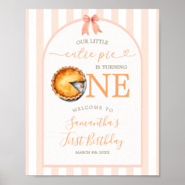 Cutie Paj Orange Gingham 1st Birthday Välkomstskyl Poster