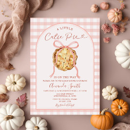 Cutie Paj Pastel Rosa Bow Gingham Fall Baby Shower Inbjudningar