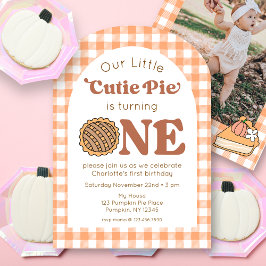 Cutie Paj Pumpkin 1:a födelsedagarinbjudan med fot Inbjudningar
