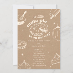 Cutie Paj Pumpkin Cardstock Neutralt Baby Shower Inbjudningar
