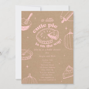 Cutie Paj Pumpkin Cardstock Rosa Girl Baby Shower Inbjudningar