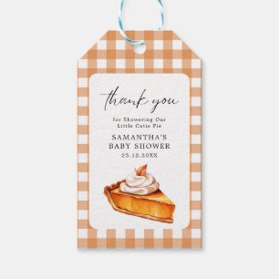 Cutie Paj Pumpkin Fall Baby Shower Gingham Presentetikett