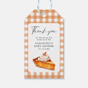 Cutie Paj Pumpkin Fall Baby Shower Gingham Presentetikett