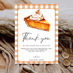 Cutie Paj Pumpkin Fall Baby Shower Gingham Tack Kort