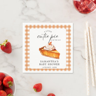 Cutie Paj Pumpkin Fall Gingham Baby Shower Pappersservett