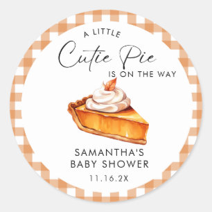 Cutie Paj Pumpkin Fall Gingham Baby Shower Runt Klistermärke