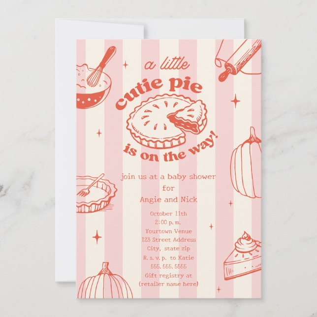 Cutie Paj Pumpkin Fall Girl Baby Shower Inbjudningar (Framsida)