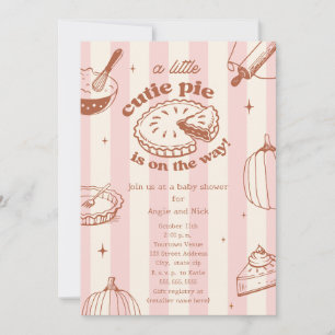 Cutie Paj Pumpkin Fall Girl Baby Shower Inbjudningar