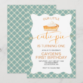 Cutie Paj pumpkin paj Fall plaid First Birthday Inbjudningar