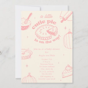 Cutie Paj Pumpkin Rosa Girl Baby Shower Inbjudningar